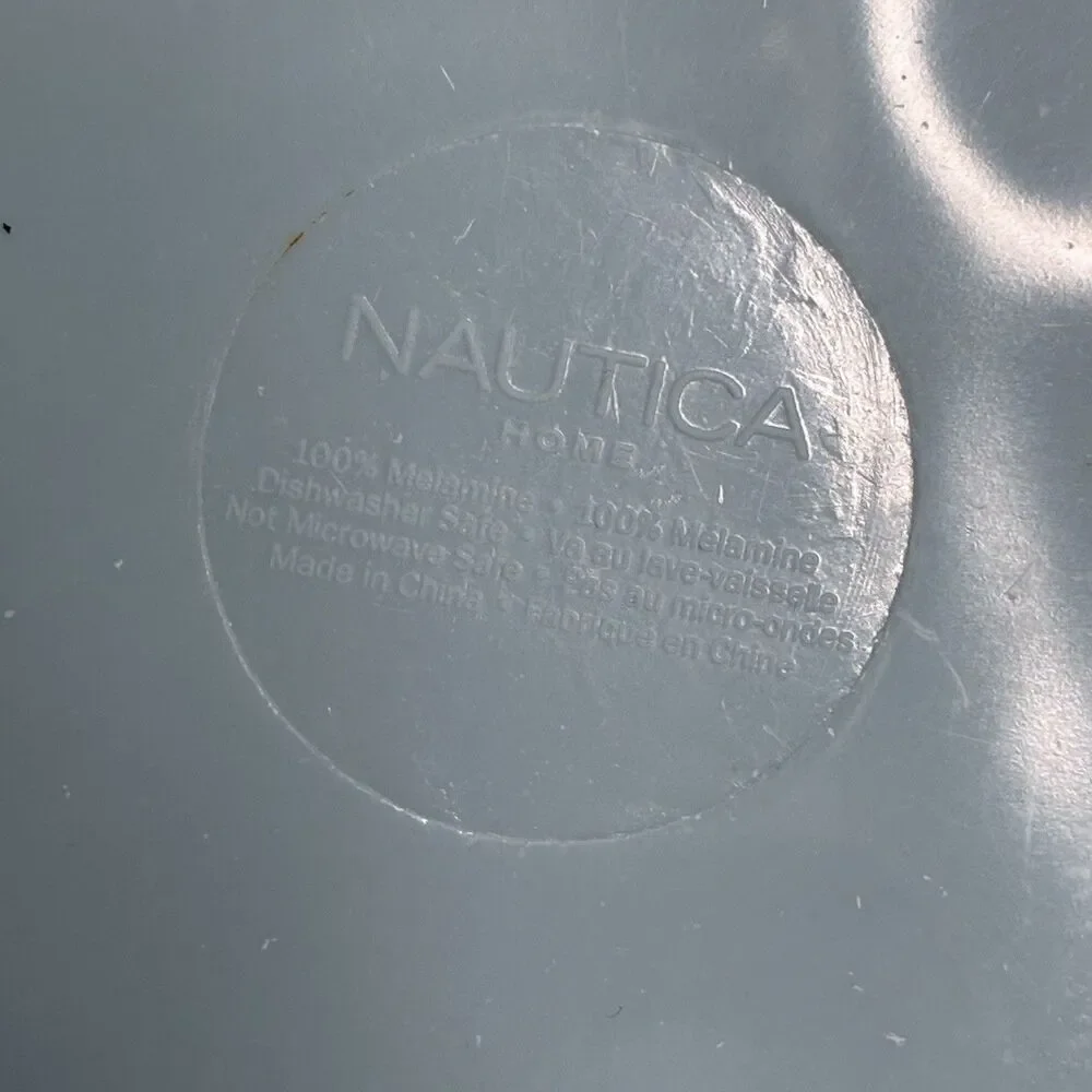 Nautica Watercolors Blue Melamine 5 Pasta/Soup Bowls